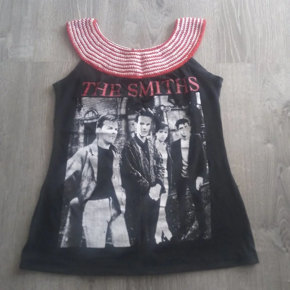 Handmade THE SMITHS Punk Rock T-shirt Egyptian Inspired Crochet Yoke - Picture 5 of 7